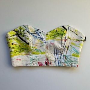 Milly White Multicolored Paint Splatter Crop Top Side
Zipper Size 8